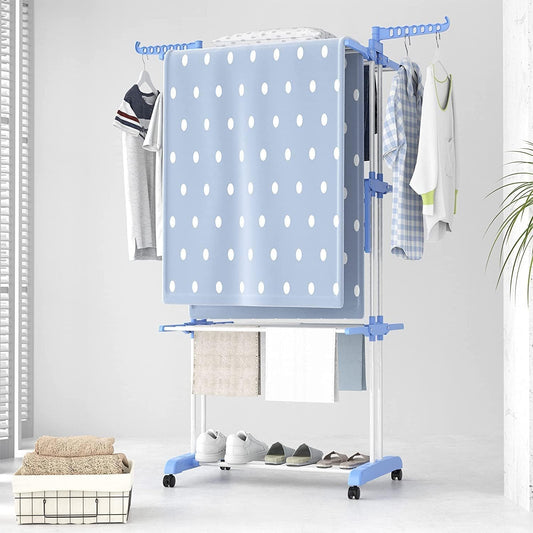 3 Tier Stainless Steel Double Pole Cloth Drying Stand